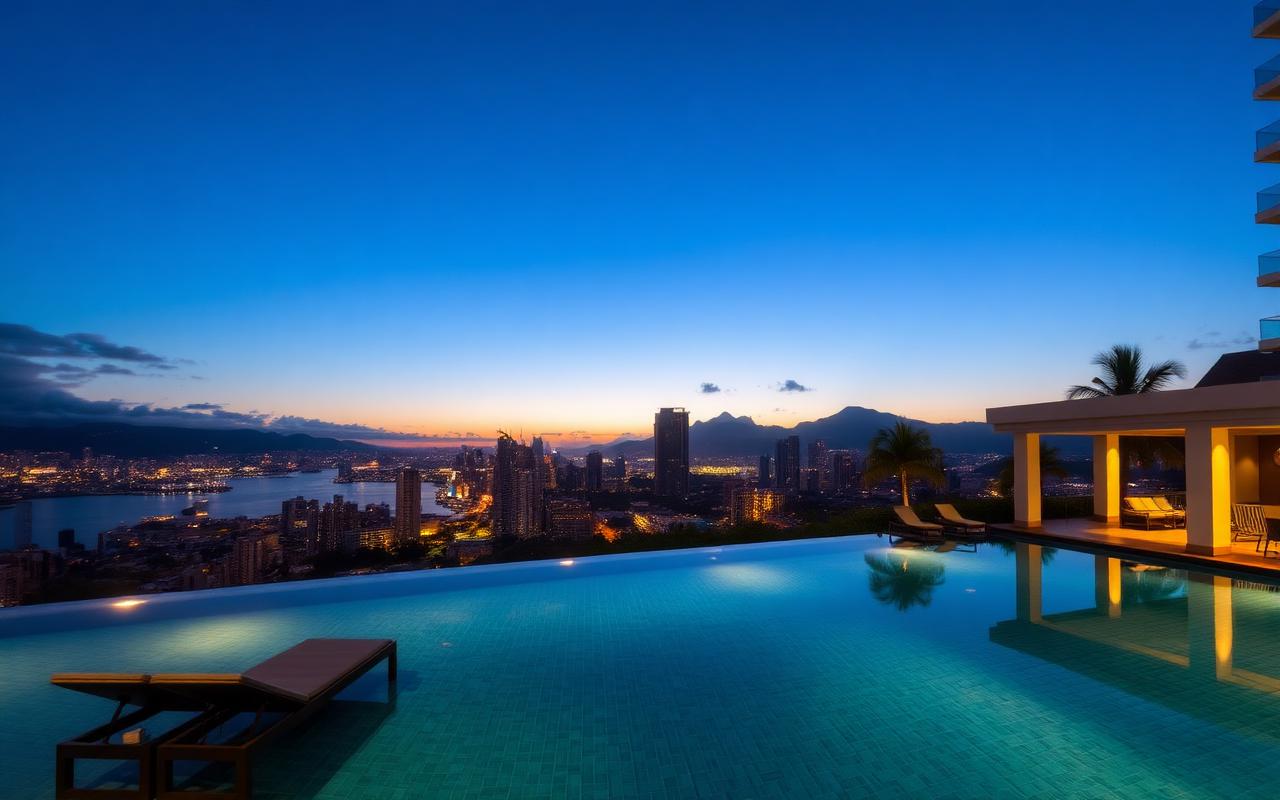 Infinity pool overlooking skyline